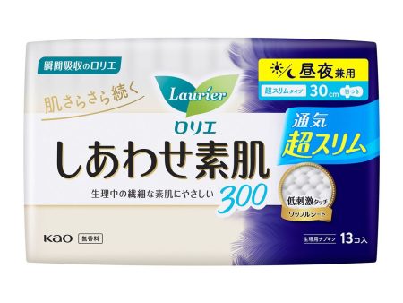 LAURIER Shiawase Bare Skin Breathable Ultra Slim 300 Day & Nights 30cm W Wings 13Pcs 乐而雅 超薄F系列日夜用翼型300卫生巾 30cm 13枚 包 For Sale