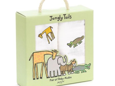 JellyCat Jungly Tails Pair Of Muslins Online Sale