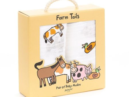 JellyCat Farm Tails Pair of Muslins For Cheap