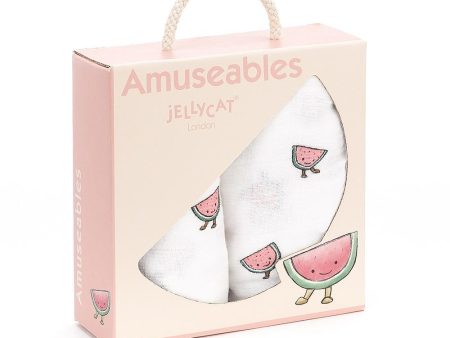 JellyCat Amuseable Watermelon Pair Of Muslins Online